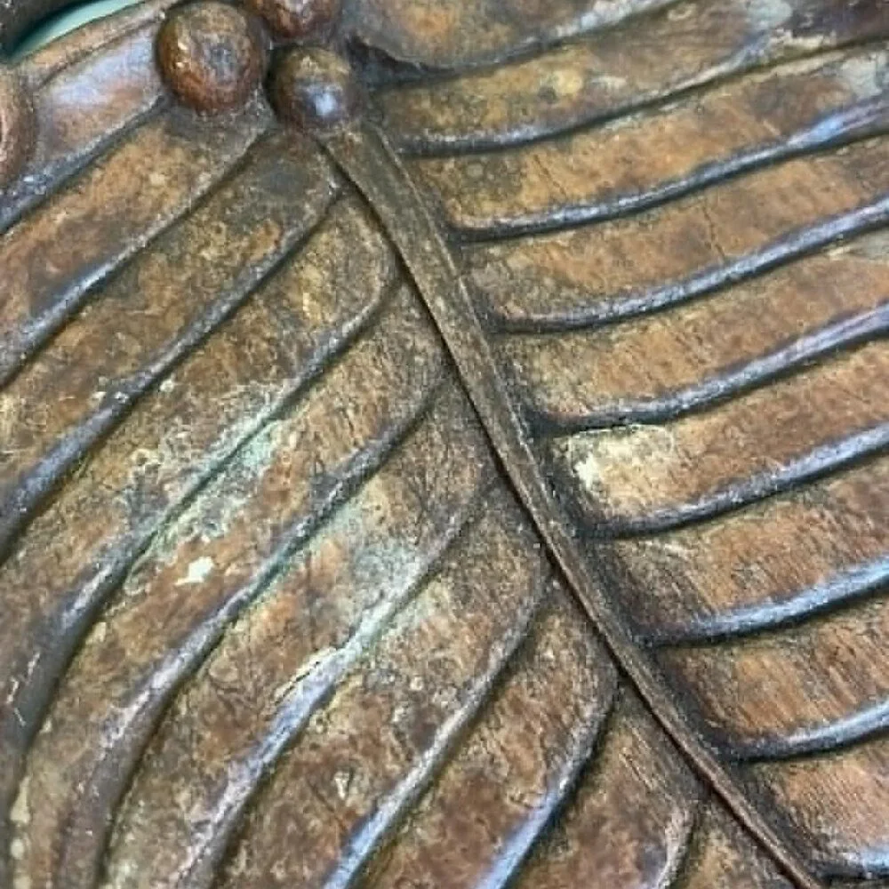 VTG MCM Resin Wood Look Leaf Berry Platter Dish Boho‎ Hippie Cabin Cottage